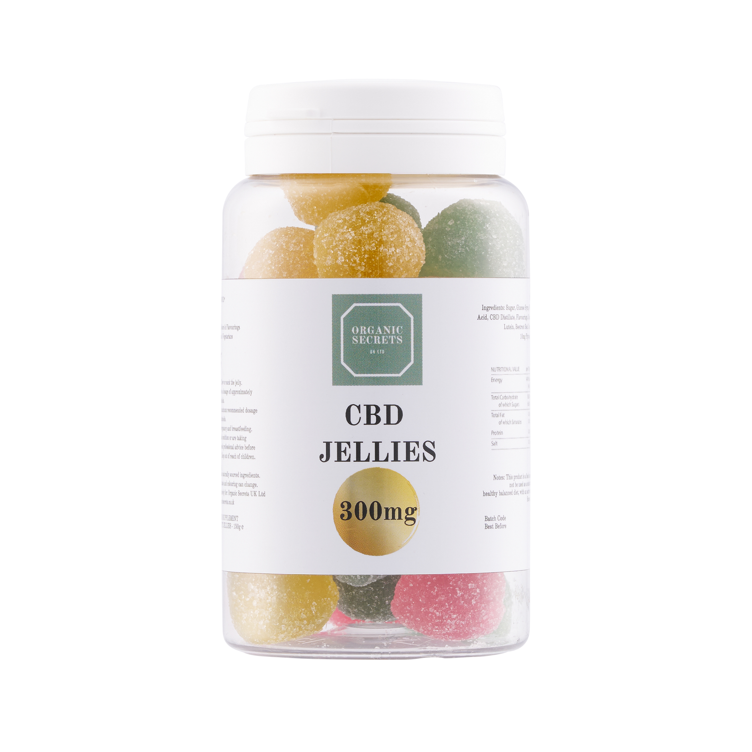 300mg jar of CBD Jellies suitable for vegans