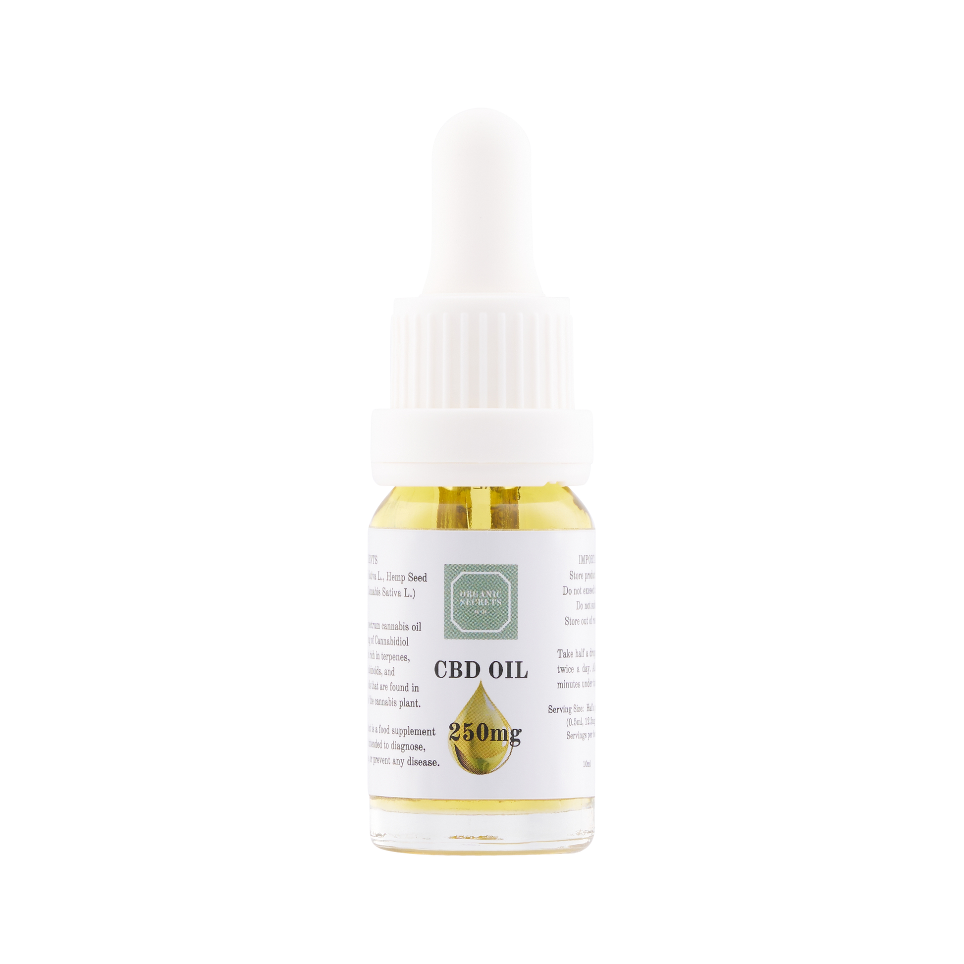 250mg CBD Oil. Zero THC. Non-addictive, not psychoactive. Legal in the UK