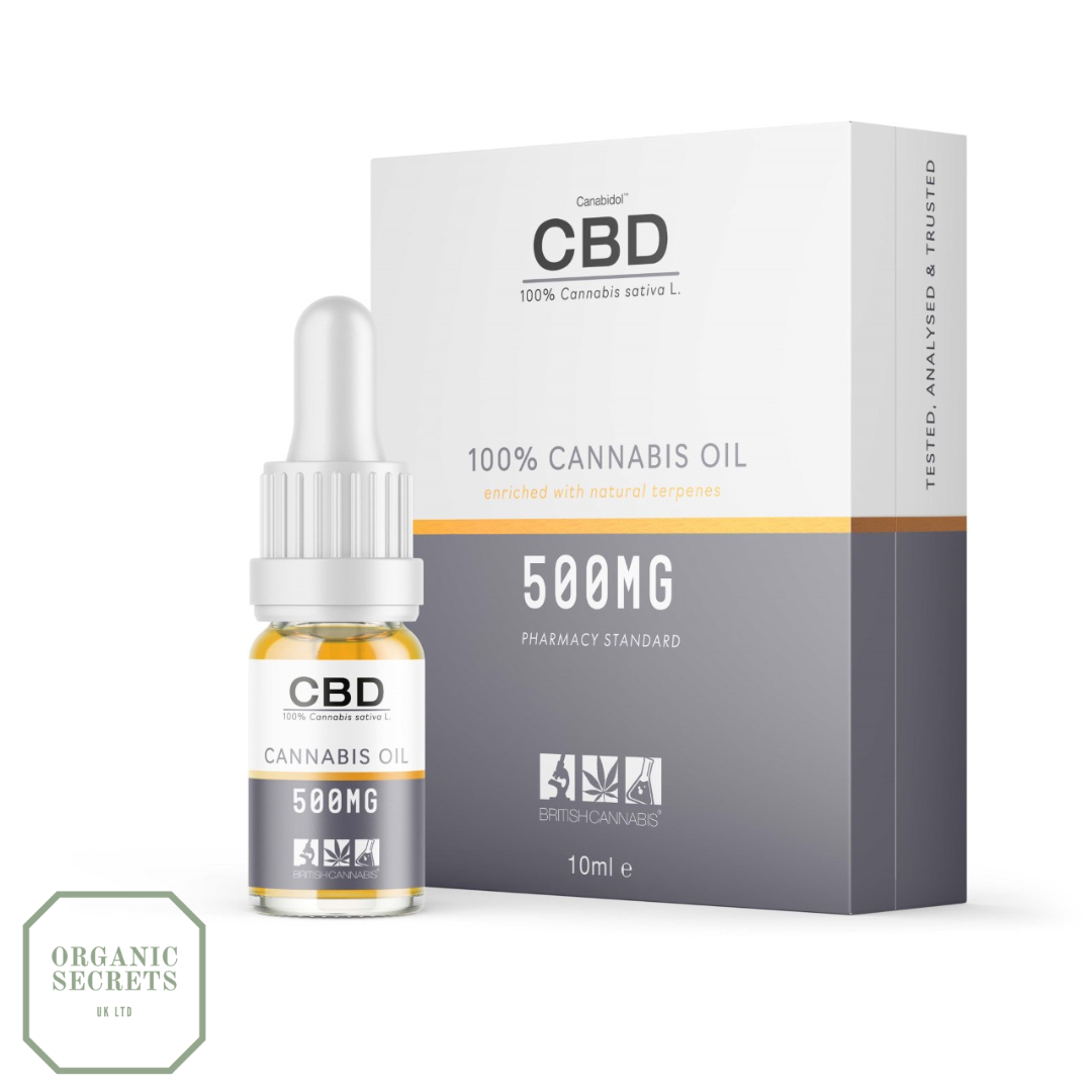 Canabidol 500mg CBD Oil available from Organic Secrets UK Ltd