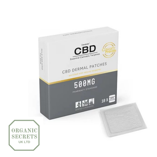 Canabidol 500mg CBD Dermal patches available from Organic Secrets UK