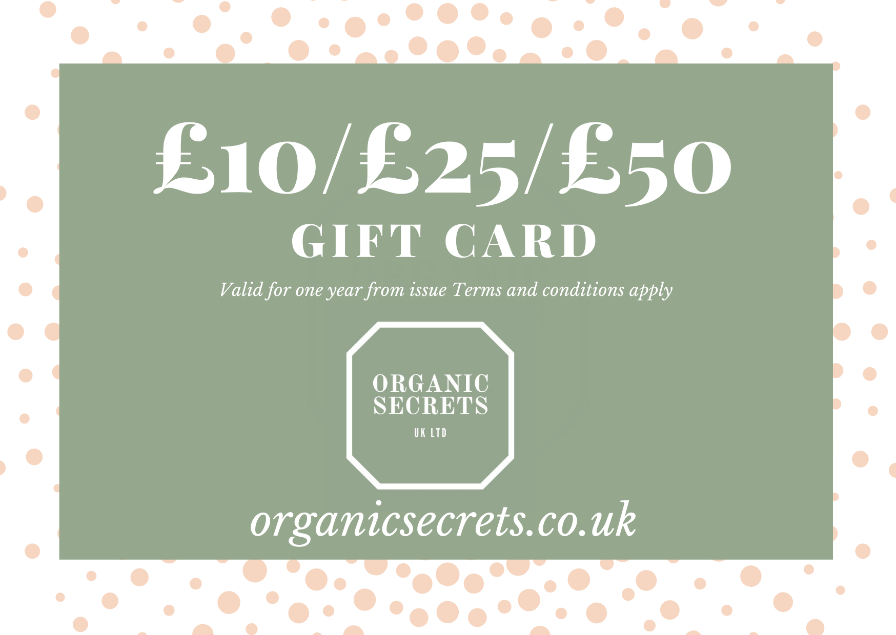 Organic Secrets CBD Digital Gift Card sent directly to yours or the intended recipient's email address.  